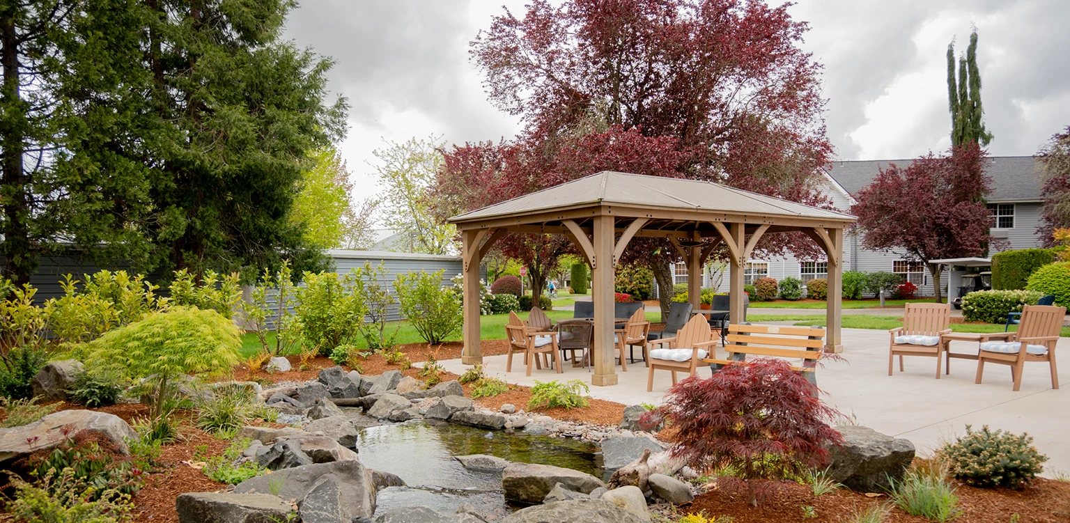 Gazebo next to creek