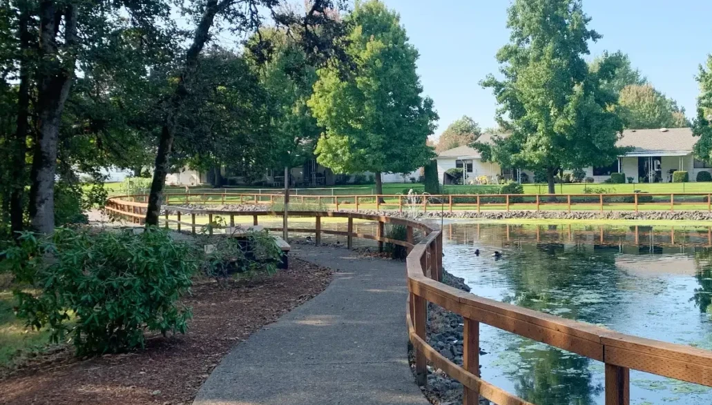 Walking path next to water